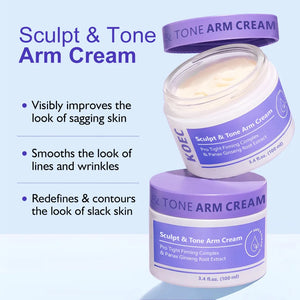 KOEC Sculpt & Tone Arm Cream Collagen Arm Firming Lifting Cream Ginseng Moisturizing Tightening Loose Crepey Arm Skin Care 100ml