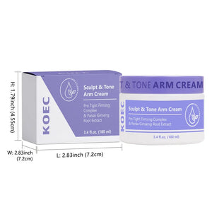 KOEC Sculpt & Tone Arm Cream Collagen Arm Firming Lifting Cream Ginseng Moisturizing Tightening Loose Crepey Arm Skin Care 100ml