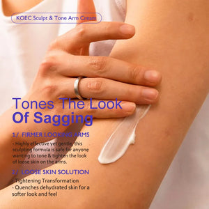 KOEC Sculpt & Tone Arm Cream Collagen Arm Firming Lifting Cream Ginseng Moisturizing Tightening Loose Crepey Arm Skin Care 100ml