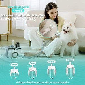 Pet Grooming Kit Vacuum Dog Grooming Clippers Pet Hair Remover with Powerful 2.3L Large Suction & Low Noise Pet Hair Clipper Kit
