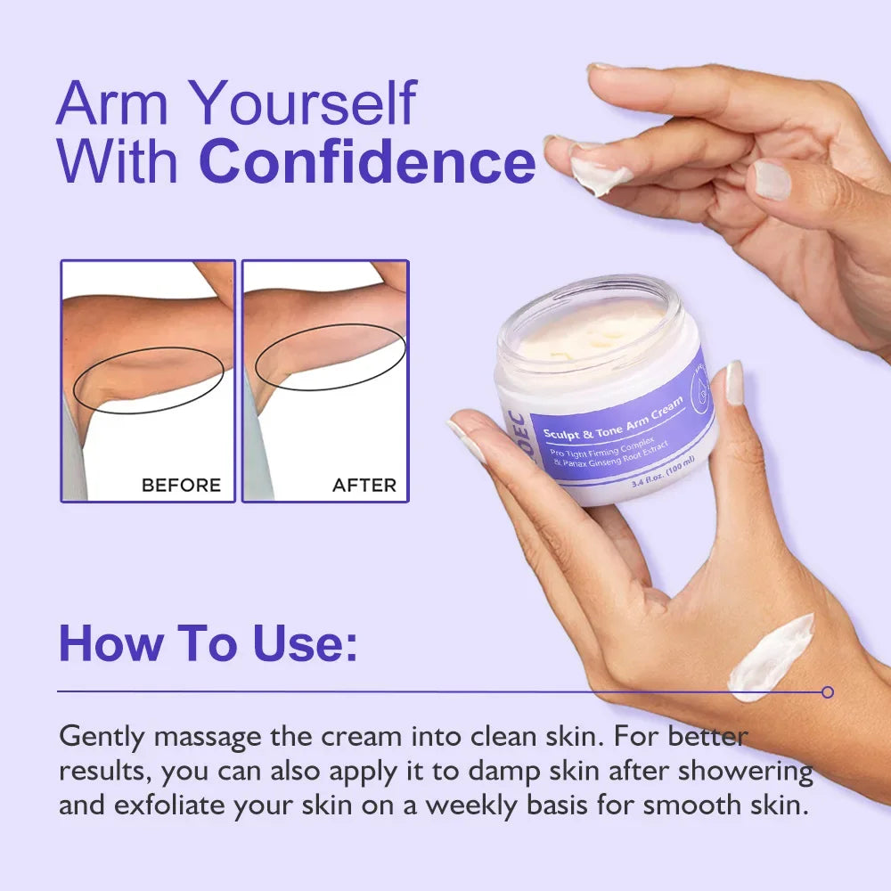 KOEC Sculpt & Tone Arm Cream Collagen Arm Firming Lifting Cream Ginseng Moisturizing Tightening Loose Crepey Arm Skin Care 100ml
