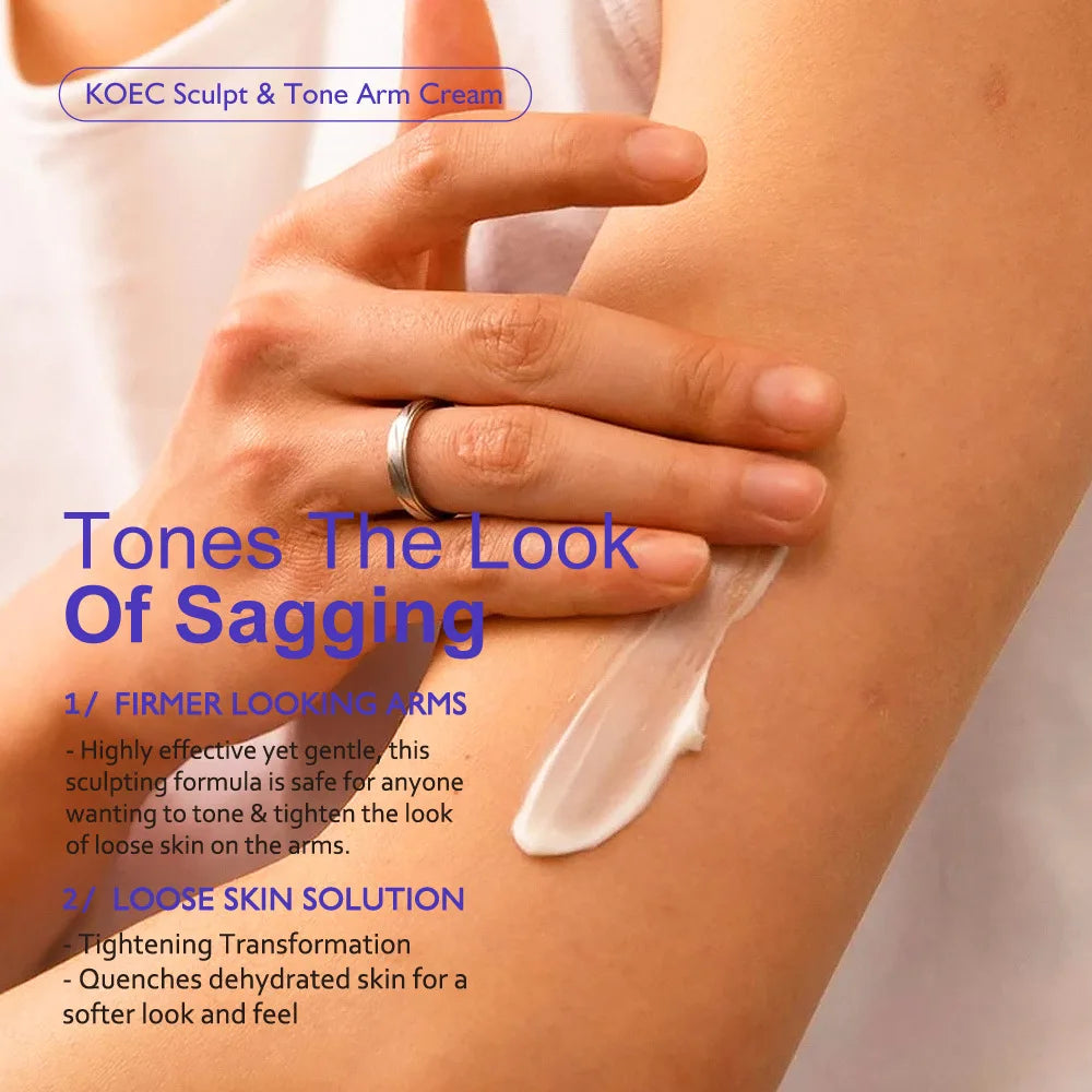KOEC Sculpt & Tone Arm Cream Collagen Arm Firming Lifting Cream Ginseng Moisturizing Tightening Loose Crepey Arm Skin Care 100ml