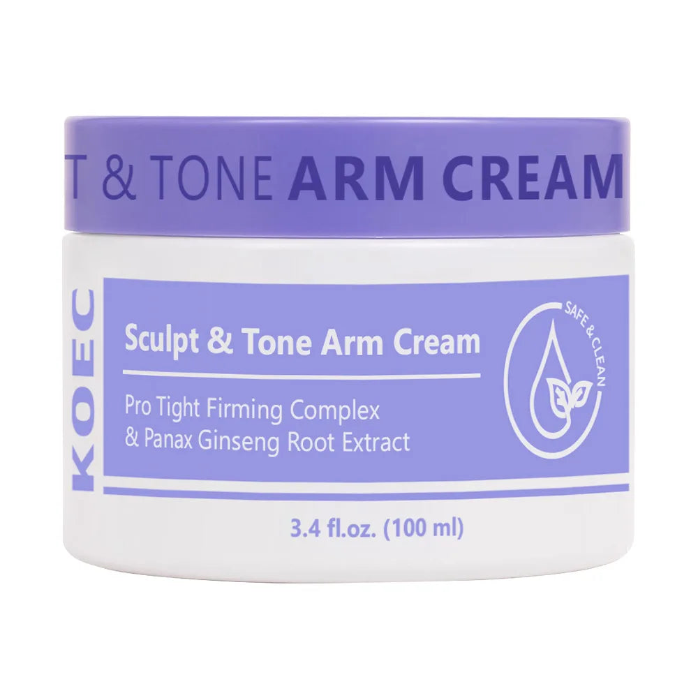 KOEC Sculpt & Tone Arm Cream Collagen Arm Firming Lifting Cream Ginseng Moisturizing Tightening Loose Crepey Arm Skin Care 100ml