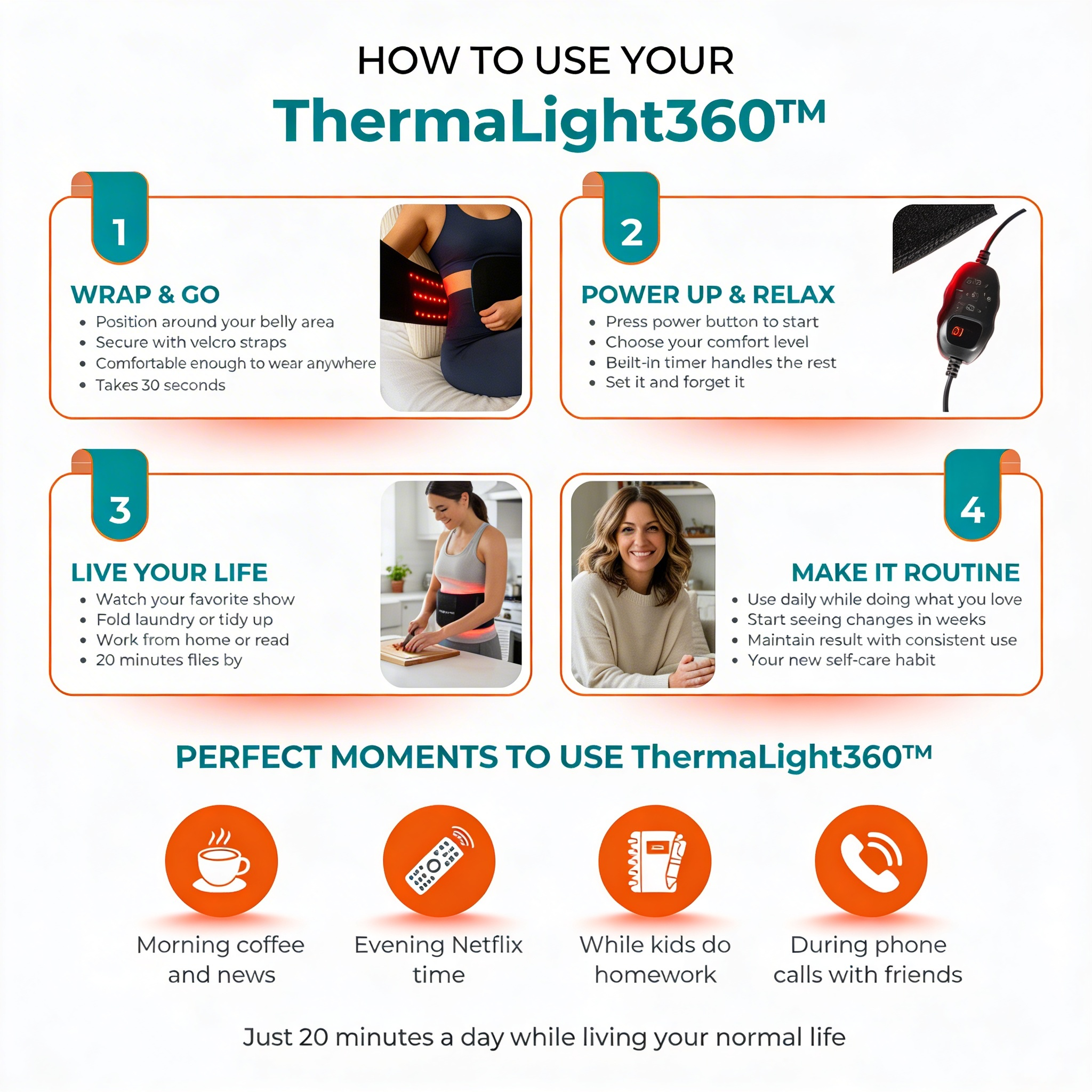 ThermaLight360™ Dual-Wavelength Red Light Therapy Belt