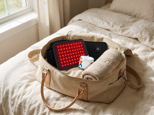 The Mini pad and the cream packed into a travel bag